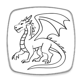 Dragons à colorier - Magnet carré - blanc - Devant