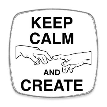 Keep calm and create - Square fridge magnet - white - Front
