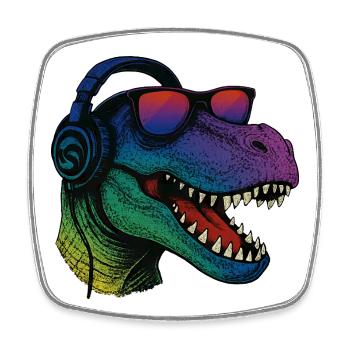 Cool T-Rex Dino des années 90 Lunettes de soleil Music Lover - Magnet carré - blanc - Devant