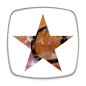 Stern - Fünf Zacken - Symbol - Monoprint - Kreis - Viereckiger Kühlschrankmagnet - Weiß - Vorne