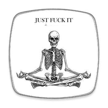 Meditating Skeleton - Square fridge magnet - white - Front