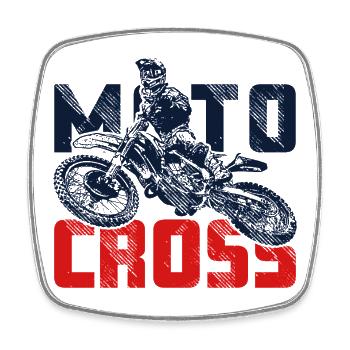 Pilote de motocross sautant - Magnet carré - blanc - Devant