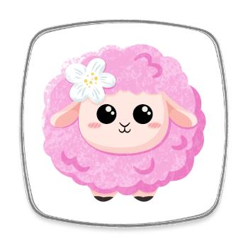 Süßes rosa Schaf - Viereckiger Kühlschrankmagnet - Weiß - Vorne