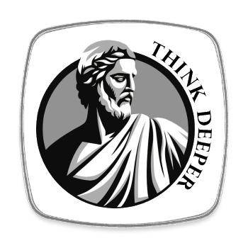 Classic Greek Philosopher | "Think Deeper" | Stoic - Square fridge magnet - white - Front