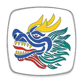 Das Lächeln des blauen chinesischen Drachen - Viereckiger Kühlschrankmagnet - Weiß - Vorne