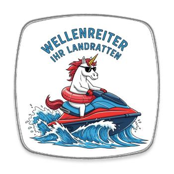 Cooles Jetski Einhorn - Viereckiger Kühlschrankmagnet - Weiß - Vorne