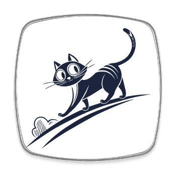 Curious cat in curved line - Square fridge magnet - white - Front