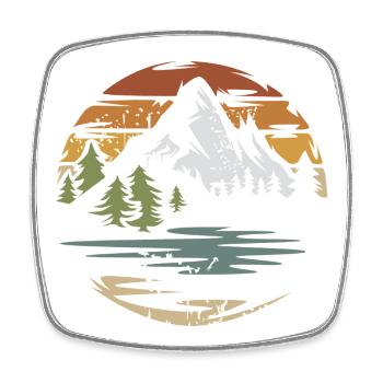 Vintage Mountain Landscape – Nature & Adventure Design - Square fridge magnet - white - Front
