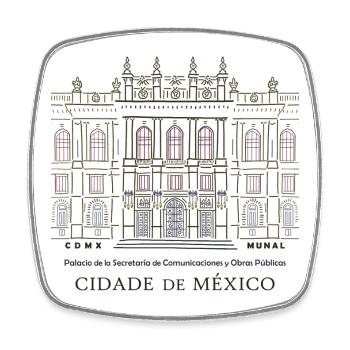 Mexico City, Art Museum, Hand Drawing - Square fridge magnet - white - Front