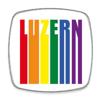 Luzern Schweiz Regenbogen Pride Geschenk - Viereckiger Kühlschrankmagnet - Weiß - Vorne