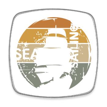 Sea Sailing Retro Design – Maritime Motif - Square fridge magnet - white - Front