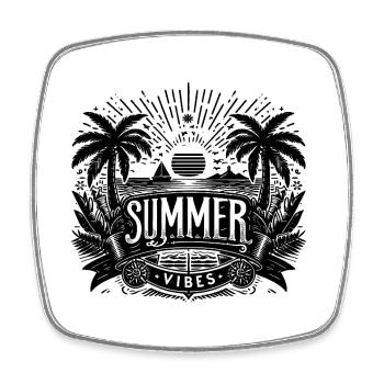 SUMMER Vibes, Beach Design - Viereckiger Kühlschrankmagnet - Weiß - Vorne