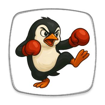 Cooler Pinguin Boxer Kickboxer Cartoon Kampfsport - Viereckiger Kühlschrankmagnet - Weiß - Vorne