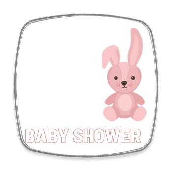 Baby Shower with Pink Bunny Design - Square fridge magnet - white - Front