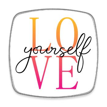 Love yourself / Selbstliebe / Liebe dich selbst - Square fridge magnet - white - Front