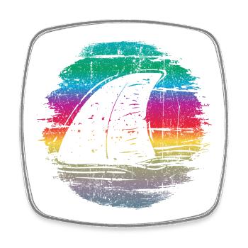 Sunset Surfer Wave Illustration - Square fridge magnet - white - Front