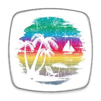 Conception de silhouette de coucher de soleil tropical - Magnet carré - blanc - Devant