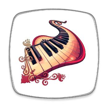 Eleganz in Bewegung: das gebogene Klavier - Viereckiger Kühlschrankmagnet - Weiß - Vorne