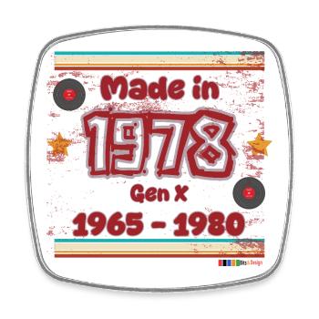 70s Generation Retro Design - Square fridge magnet - white - Front