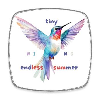 Aquarell Kolibri Sommer Design - Viereckiger Kühlschrankmagnet - Weiß - Vorne