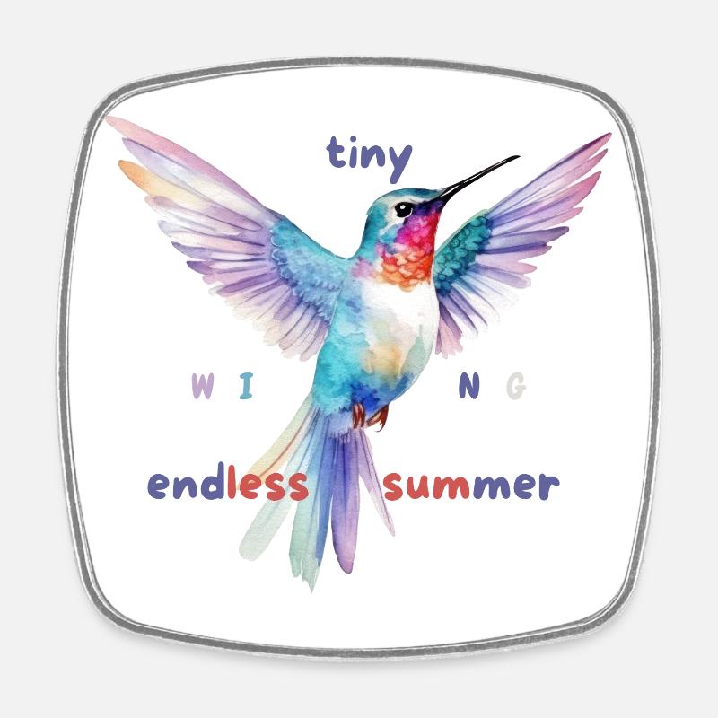 Watercolour Hummingbird Summer Design - Square fridge magnet - white