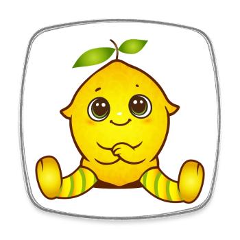 Fröhliche Zitrone als süße Kawaii-Figur - Viereckiger Kühlschrankmagnet - Weiß - Vorne