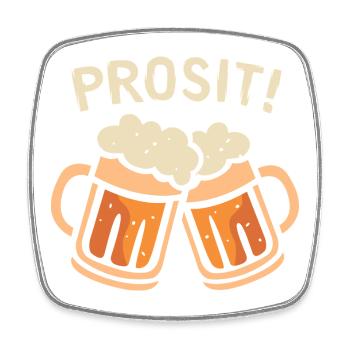 prosit Bier Fest - Biergläser Comic und Cartoon - Viereckiger Kühlschrankmagnet - Weiß - Vorne
