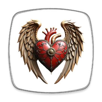 Vintage elegance: an elegant watch and heart. - Square fridge magnet - white - Front
