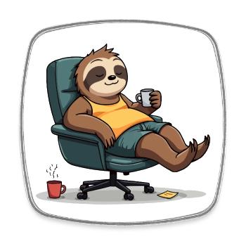 Büro? Erst mal Kaffee! – Sloth Style - Viereckiger Kühlschrankmagnet - Weiß - Vorne