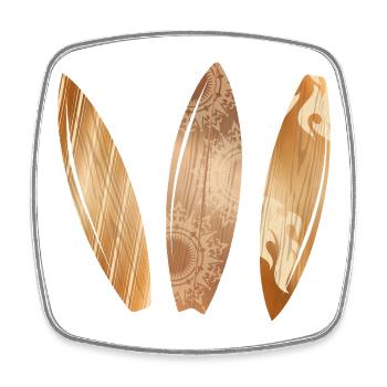 Surfboards in wood look in retro style - Square fridge magnet - white - Front
