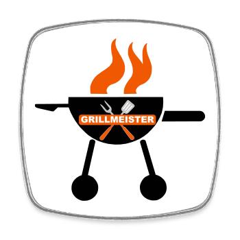 Grillmeister – Lustiges BBQ Design für ech - Viereckiger Kühlschrankmagnet - Weiß - Vorne
