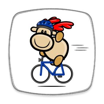 Renne Elmondo saluant sur le vélo avec un casque - Magnet carré - blanc - Devant