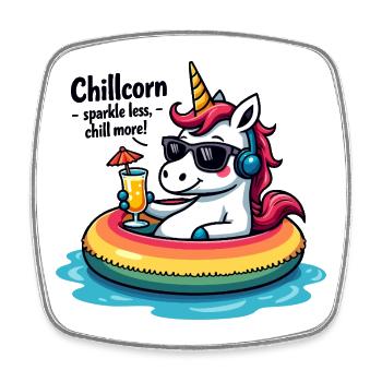 Chillcorn – sparkle less, chill more - Square fridge magnet - white - Front