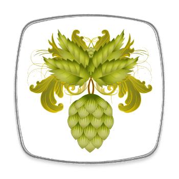 Green Hops Ornament – Motif for Beer Lovers - Square fridge magnet - white - Front