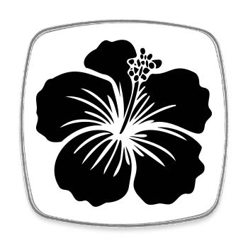 Hibiscus Flower – SVG Black or White Icon Icon - Square fridge magnet - white - Front
