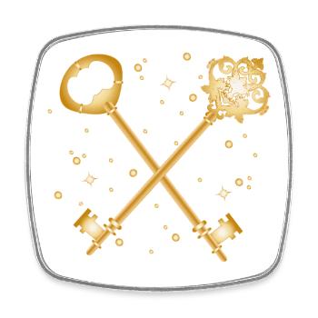 Crossed Golden Antique Key Design - Square fridge magnet - white - Front
