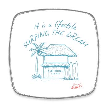 Surf Tiki House sur la plage - Magnet carré - blanc - Devant