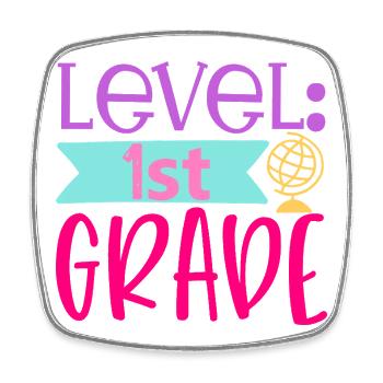 Level 1. Klasse - Schulanfang - Viereckiger Kühlschrankmagnet - Weiß - Vorne