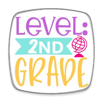 Level 2. Klasse Freigeschaltet - Schulanfang - Viereckiger Kühlschrankmagnet - Weiß - Vorne