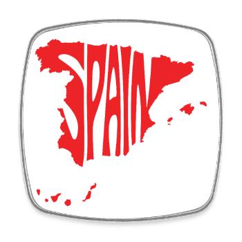 Spanien Landkarte Künstlerisches Typografie-Design - Viereckiger Kühlschrankmagnet - Weiß - Vorne