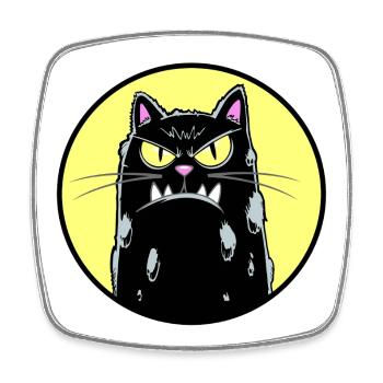 Black cat - Square fridge magnet - white - Front