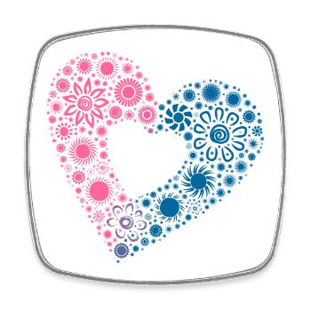 Yin & Yang Love – Buntes Sonnenblumen-Herz - Viereckiger Kühlschrankmagnet - Weiß - Vorne