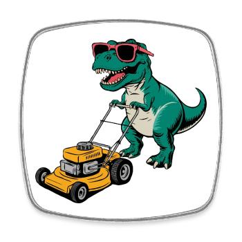 Dinosaurier mit Sonnenbrille Mähen Rasen - Viereckiger Kühlschrankmagnet - Weiß - Vorne