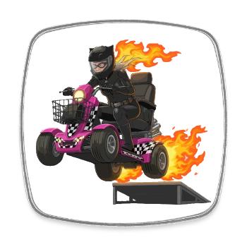 Race_stunt_scootmobiel - Viereckiger Kühlschrankmagnet - Weiß - Vorne