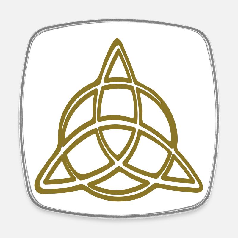 Triquetra Celtic Knot Line Art Symbol - Square fridge magnet - white