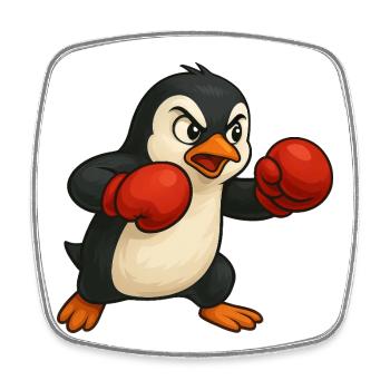 Cooler Pinguin Boxer Cartoon Kickboxer Kampfsport - Viereckiger Kühlschrankmagnet - Weiß - Vorne