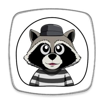 Raccoon in Strickjacke und Hut - Viereckiger Kühlschrankmagnet - Weiß - Vorne