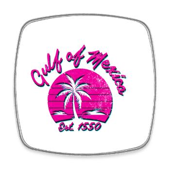 Tropical spring feeling with palm trees - Square fridge magnet - white - Front