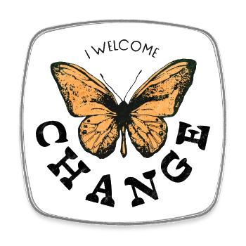 JE SUIS HEUREUX DE CHANGER - Magnet carré - blanc - Devant