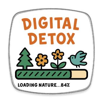 Digital Detox Nature Illustration - Square fridge magnet - white - Front
